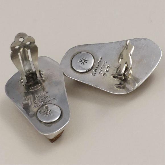 Vintage Southwestern Sterling and Coquina Earrings - Picture 7 of 7